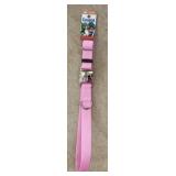 Sz MD Metal Buckle Nylon Dog Collar Pink