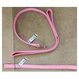 18' Pink Double Ply Dog Collar & 6ft Leash