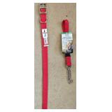 Sz LG Check Collar & 20' Collar Red