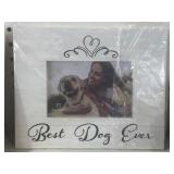 Dog Speak "Best Dog Ever" frame is a white rustic