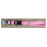Sz LG Plastic Buckle Nylon Dog Collar Pink