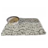 Dog Food Mat & Small Ceramic Bowl