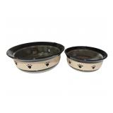 (2) Ceramic Paw Print Bowls