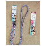 XS Pink & Blue Dog Collar & Leash