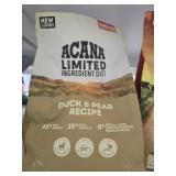 4.5lb Acana limited ingredient diet duck and pear