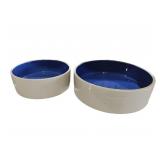 (2) Crockware Pet Bowls 7.5" & 9.5"