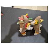 Coconut Shells and Colored Wooden Blocks.