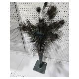 Plastic Vase w/Peacock Feathers