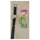 Sz LG Black Metal Buckle Collar & Waste Bags