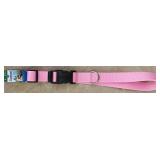 Sz LG Plastic Buckle Nylon Dog Collar Pink