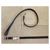 20" Double Ply Black Collar & 4ft Leash