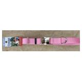 Sz SM Metal Buckle Nylon Dog Collar Pink