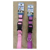 (2) Sz SM Buckle Dog Collars pink & purple