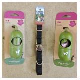 Small Metal Buckle Dog Collar & Waste Bags