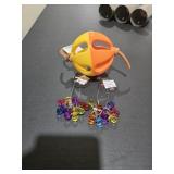 (2) Mini Pacifiers Bird Foot Toys & Bell Ball