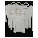 Sz MD (3) White Cotton Tops & Cami