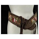 Suede Leather Fringe Embroidered Belt