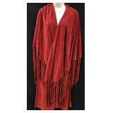 Sz MD Tasha Pollizzi Suede Leather Shawl w/ Skirt