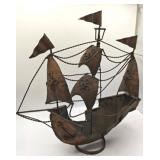 VTG 19x19 Metal Pirate Ship Replica
