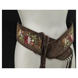 Suede Fringe Embroidered Belt