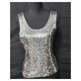 NWT Sz Sm Cathy Hardwick Silver Sequined Tank