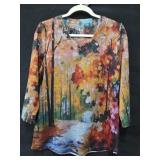 Med FDJ Fall Forest Art Shirt Tunic with a