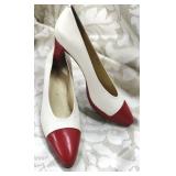 VALEROï¿½ Red & off White Leather Short Heeled