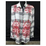 Sz Med Tru Luxe Jeans Women's Plaid Button-down