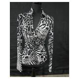 Sz Med Cache Black and White Zebra Print Long