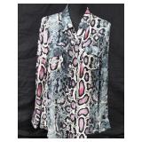 Sz Med Charlie Jade 100% Silk Long Sleeve Shirt
