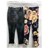 (2)Sz 10 Joseph Ribkoffï¿½ Floral Stretch Pants