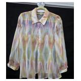 Sz 10 Peter Nygard Sheer Button-down Blouse