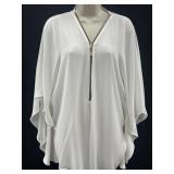 Sz S Frank Lyman White Semi-Sheer Chiffon Blouse