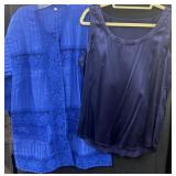 Sz L Blue Lace-Paneled Button-Down Shirt Paired