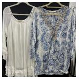 (2) Sz M Blouses White Chiffon Tunic