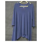 Lrg Ciara Sun Blue Tunic Top w/Cut-out Neckline