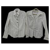 (2) Sz MD/10 White Button Up Blouses