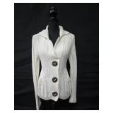 Sz S/M Pure Hand Knitted Cream Chunky Knit
