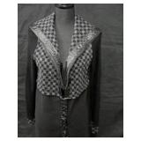 Sz Med Leather Trimmed Sweater/Jacket