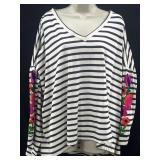 Sz S Gallabia Terry Sweater with Blue & White