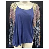 Sz S Umgee Boho-Style Mixed-Media Tunic Shirt