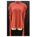 Sz L Nada Nuff Turtleneck Top Draped Ruched long
