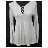 Med Silver August Silk Ribbed Long-sleeve