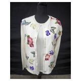 (3) Pc Hand Painted Set- Pants, Sleeveless Sweater