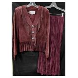 Sz MD SHE Apparel Suede Fringe Jacket & Cactus