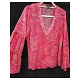 Sz MD Hale Bob Pink Silk Blouse