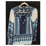 Sz SM Hale Bob Blue Silk Blouse
