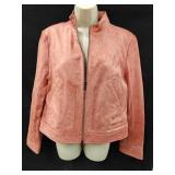 Sz L DKNY Pink Lamb Leather Jacket