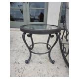 Black Metal Scrolled Accent Table with a Clear