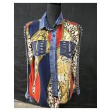 Sz Small A.Z.I. New York Blue Denim & Paisley